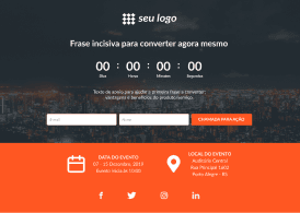 Banner com uma contagem regressiva até o horário do evento e um formulário abaixo