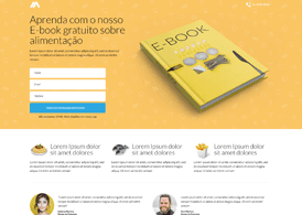 Banner com um formulário a esquerda e um livro a direita e abaixo o conteúdo do site.