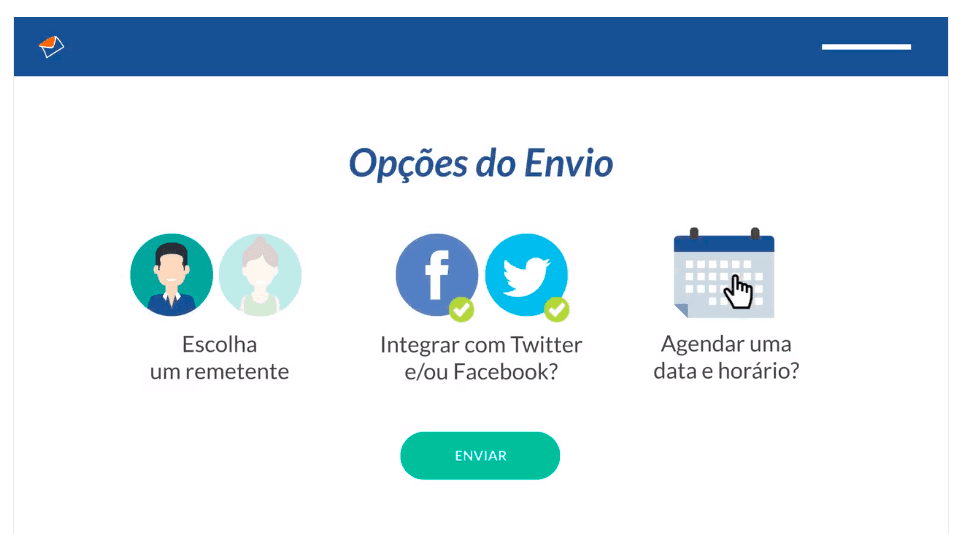 Opções de envio