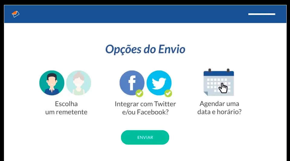 Opções de envio